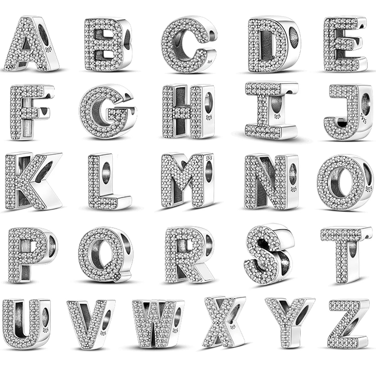 925 Sterling Silver A–Z Alphabet Bracelets