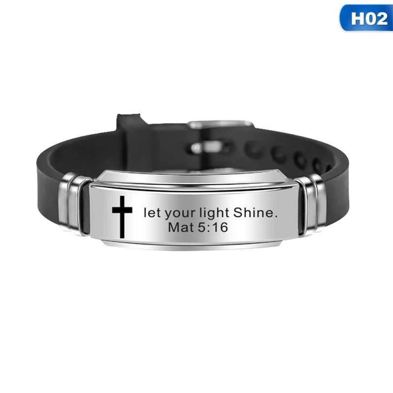 Bible Verse Faith Silicone Cross Bracelet