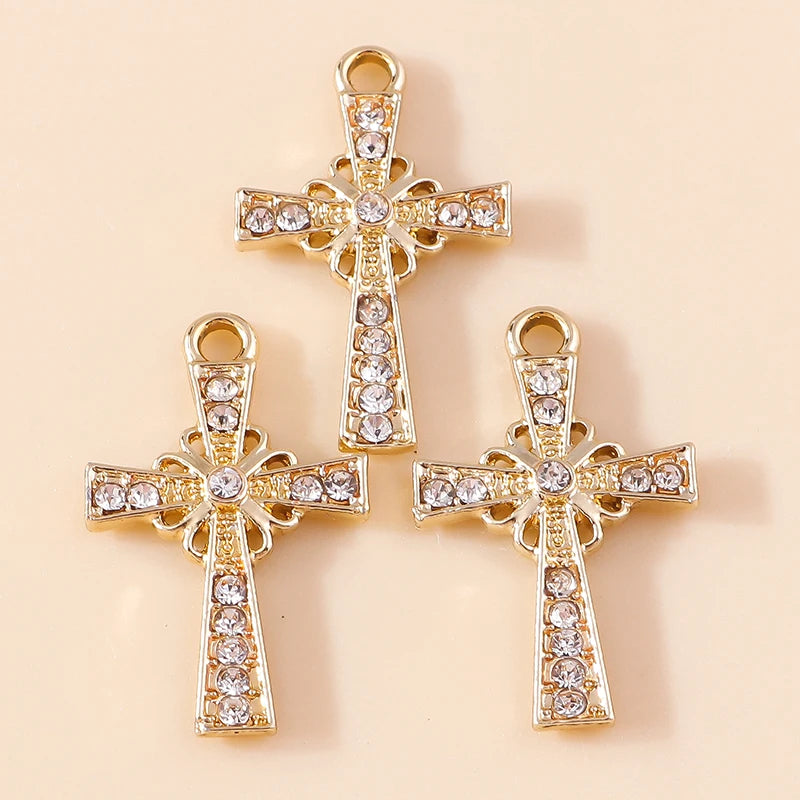 10pcs Luxury Gold Silver Color Cross Charms for Jewelry Making Handmade Crosses Pendant Necklace Keychain Diy Jewelry Findings - Blessings is Here