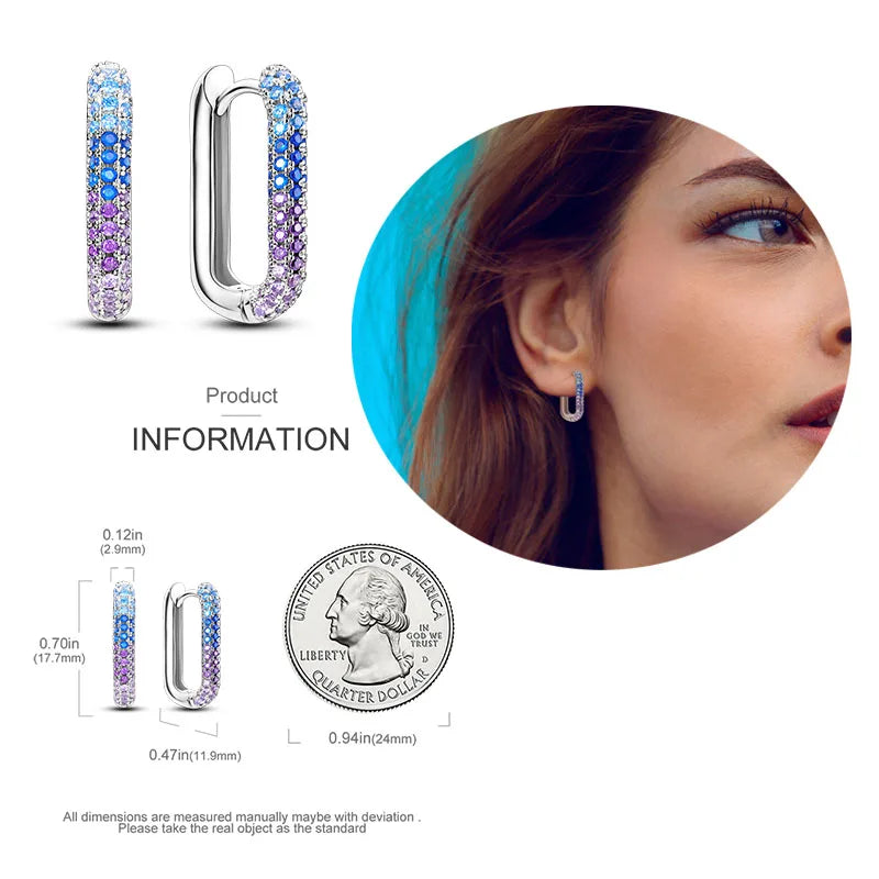 925 Silver Heart & Star Zircon Hoop Earrings