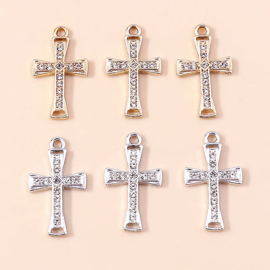 10pcs Luxury Gold Silver Color Cross Charms for Jewelry Making Handmade Crosses Pendant Necklace Keychain Diy Jewelry Findings - Blessings is Here