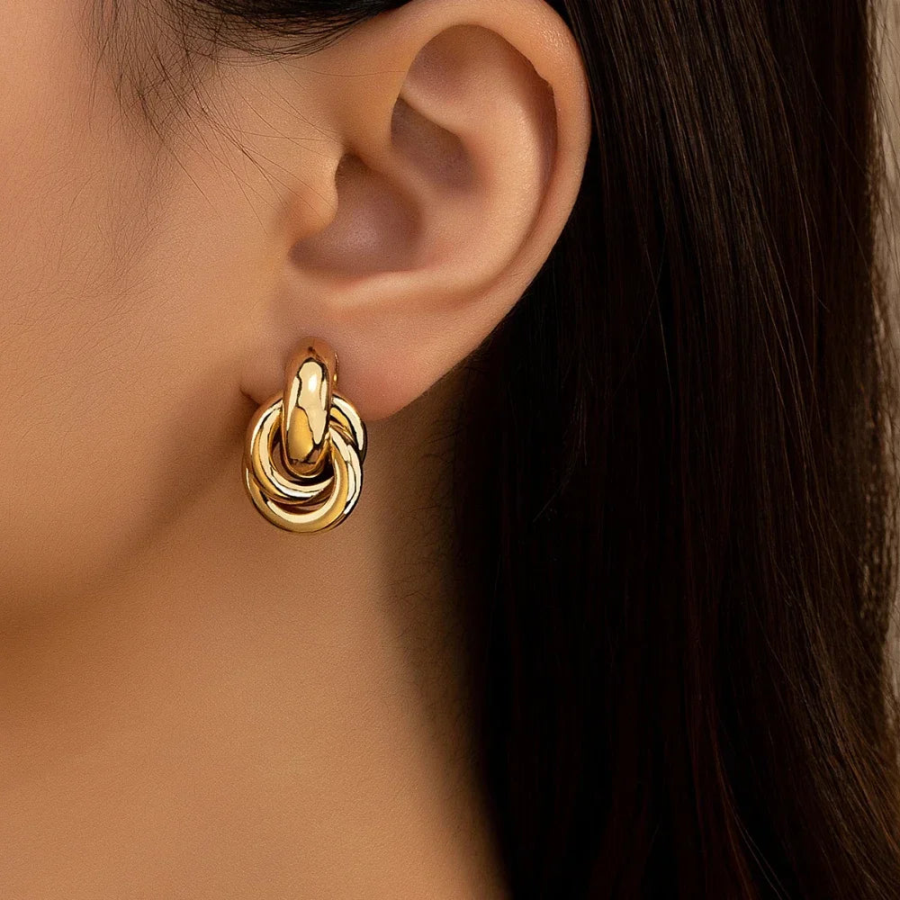 Gold & Silver Knot Hoop Twist Earrings