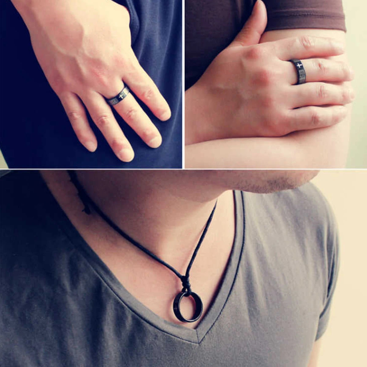 Bible Prayer Stainless Steel Jesus Cross Ring