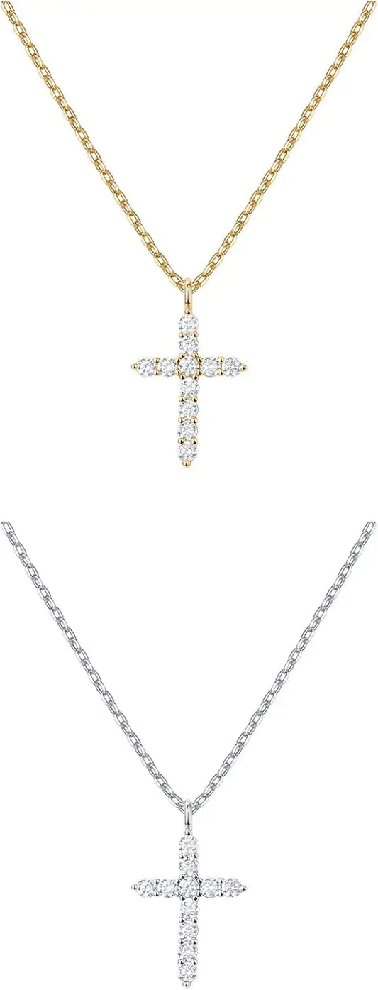 PAVOI 14K Gold Plated Cubic Zirconia Cross Necklace for Women | Cross Faith Pendant Necklaces - Blessings is Here