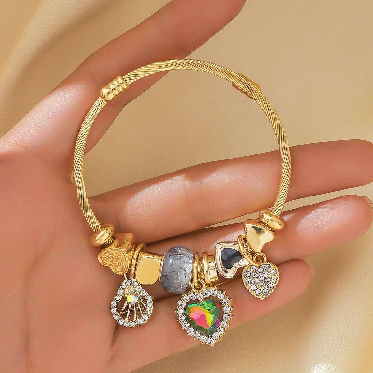 Stainless Steel Multi-Element Charm Bracelet