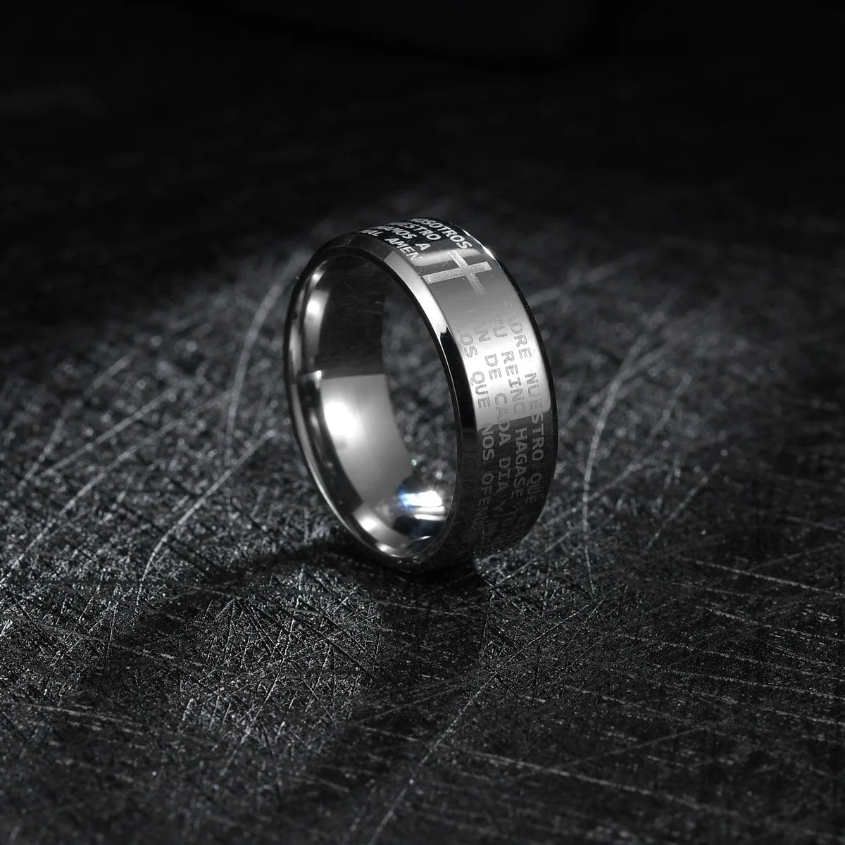 Bible Prayer Stainless Steel Jesus Cross Ring