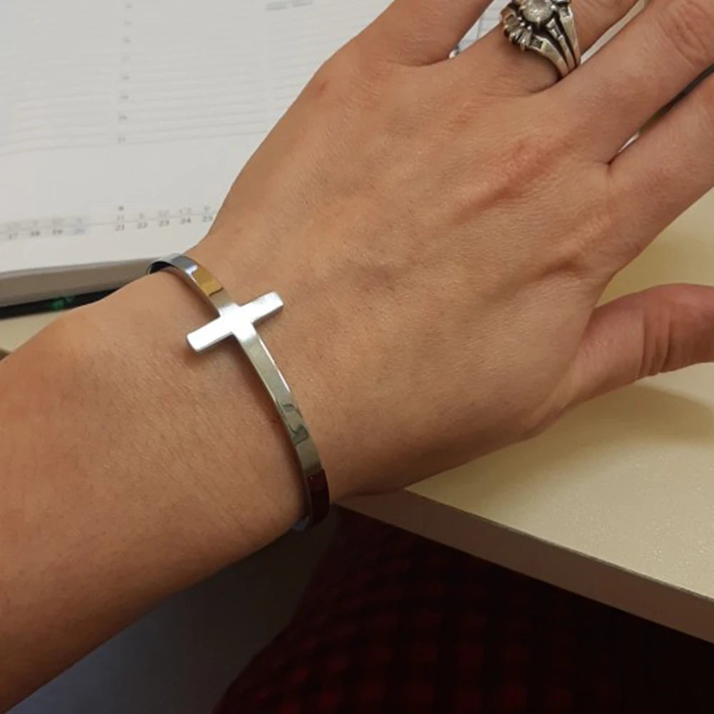 Sterling Silver Cross Cuff Bracelet