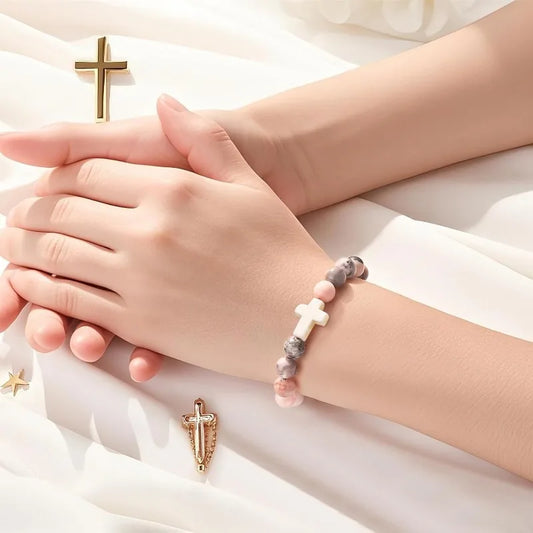 Christian Cross Bracelet for Women & Teens - Inspirational Christmas Gift & Stocking Stuffer for Best Friends, Godmothers - Blessings is Here