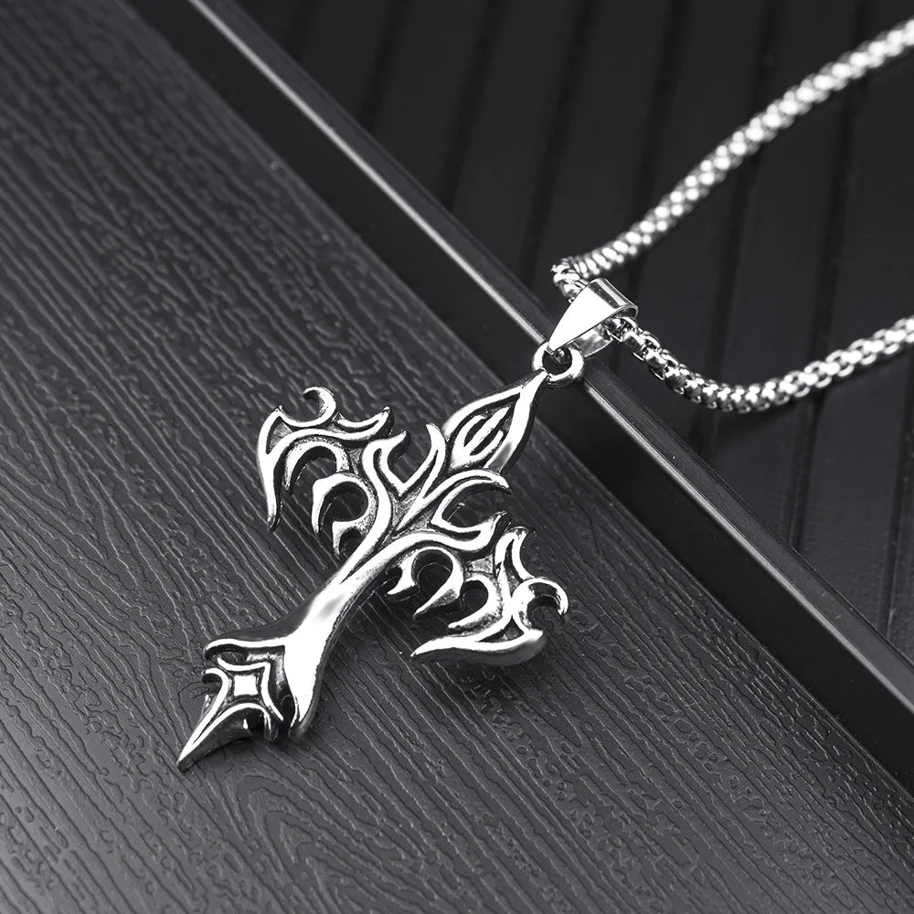 Hip Hop Stainless Steel Cross Pendant Necklace