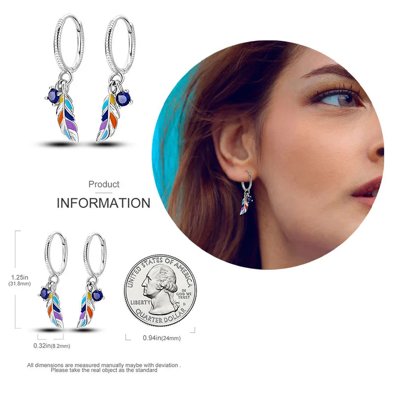 925 Silver Heart & Star Zircon Hoop Earrings
