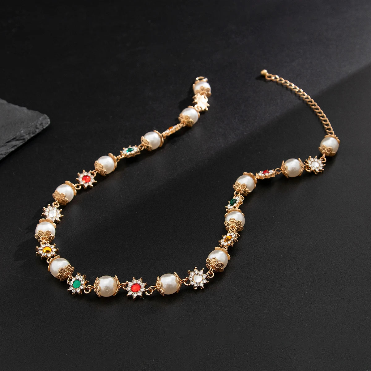 Luxury Pearl Cross Pendant Choker Necklace