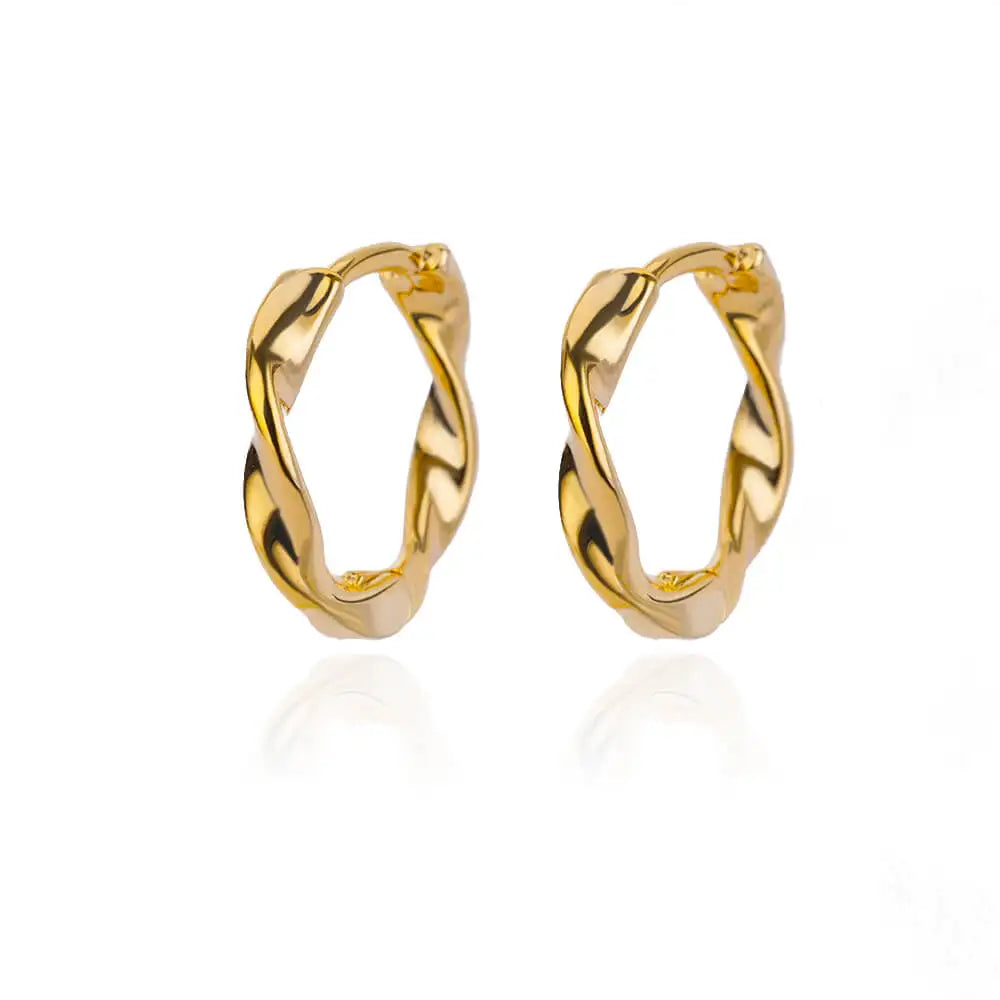 Stainless Steel Gold Heart Zircon Hoop Earrings