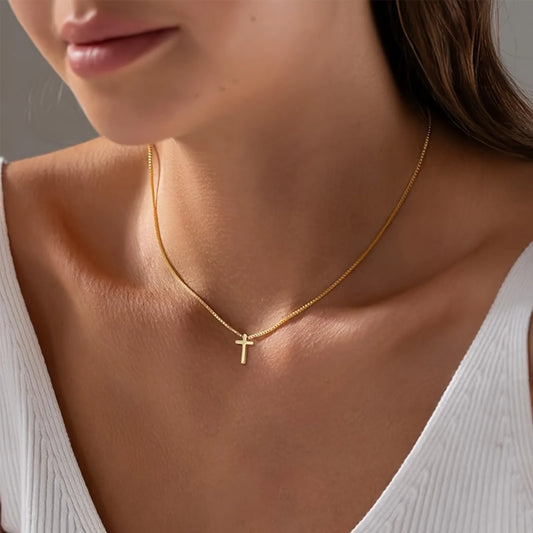 Elegant Stainless Steel Cross Necklace for Women Trendy Pendant Jewelry Suitable for Both Casual and Party Wea - Blessings is Here