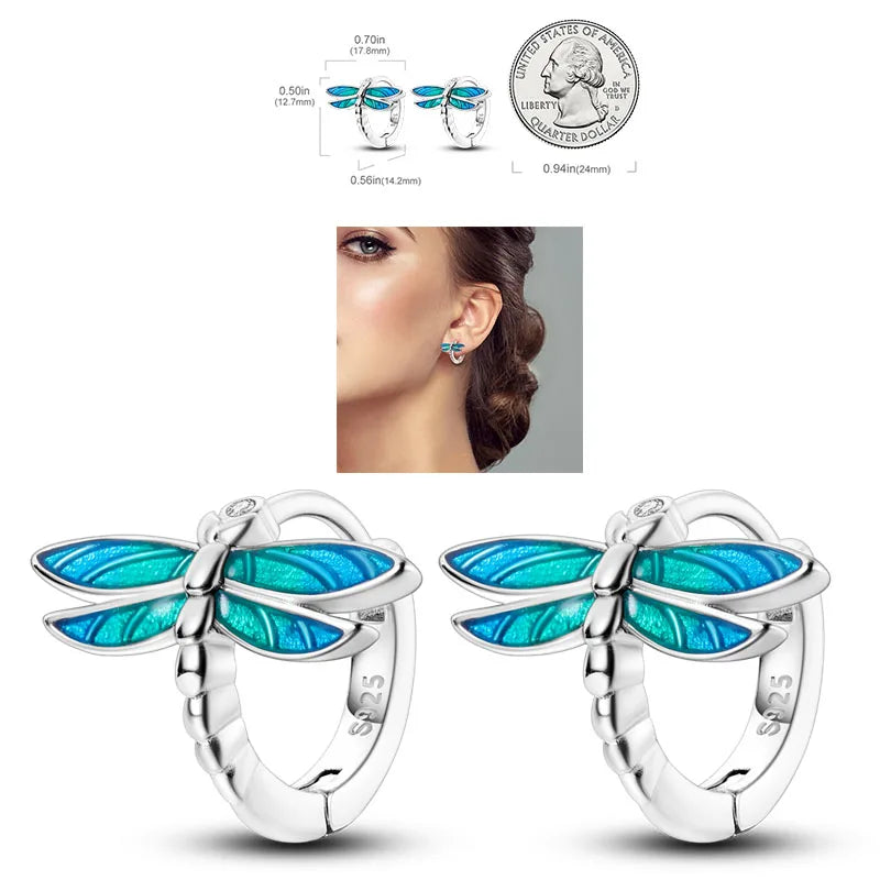 925 Silver Heart & Star Zircon Hoop Earrings
