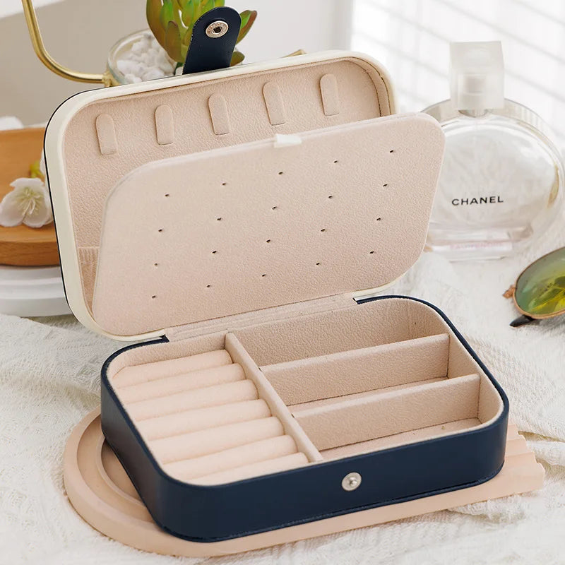 Portable Leather Travel Jewelry Organizer Box for Women