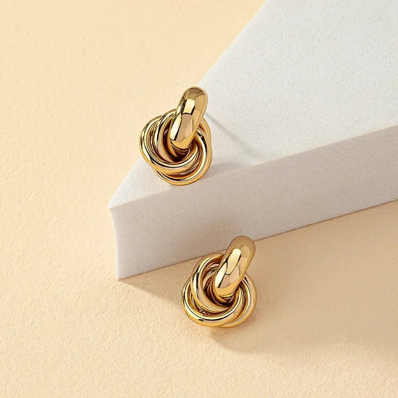 Gold & Silver Knot Hoop Twist Earrings
