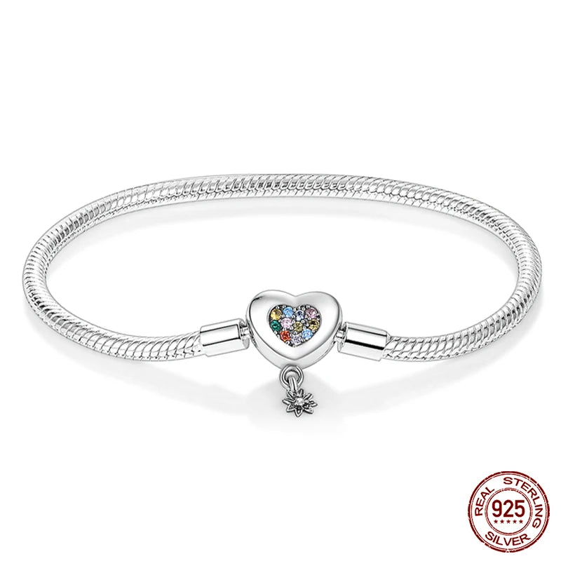 925 Silver Star Moon Clover Bracelet