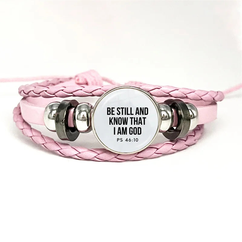 Multilayer Christian Faith Bible Verse Leather Bracelet
