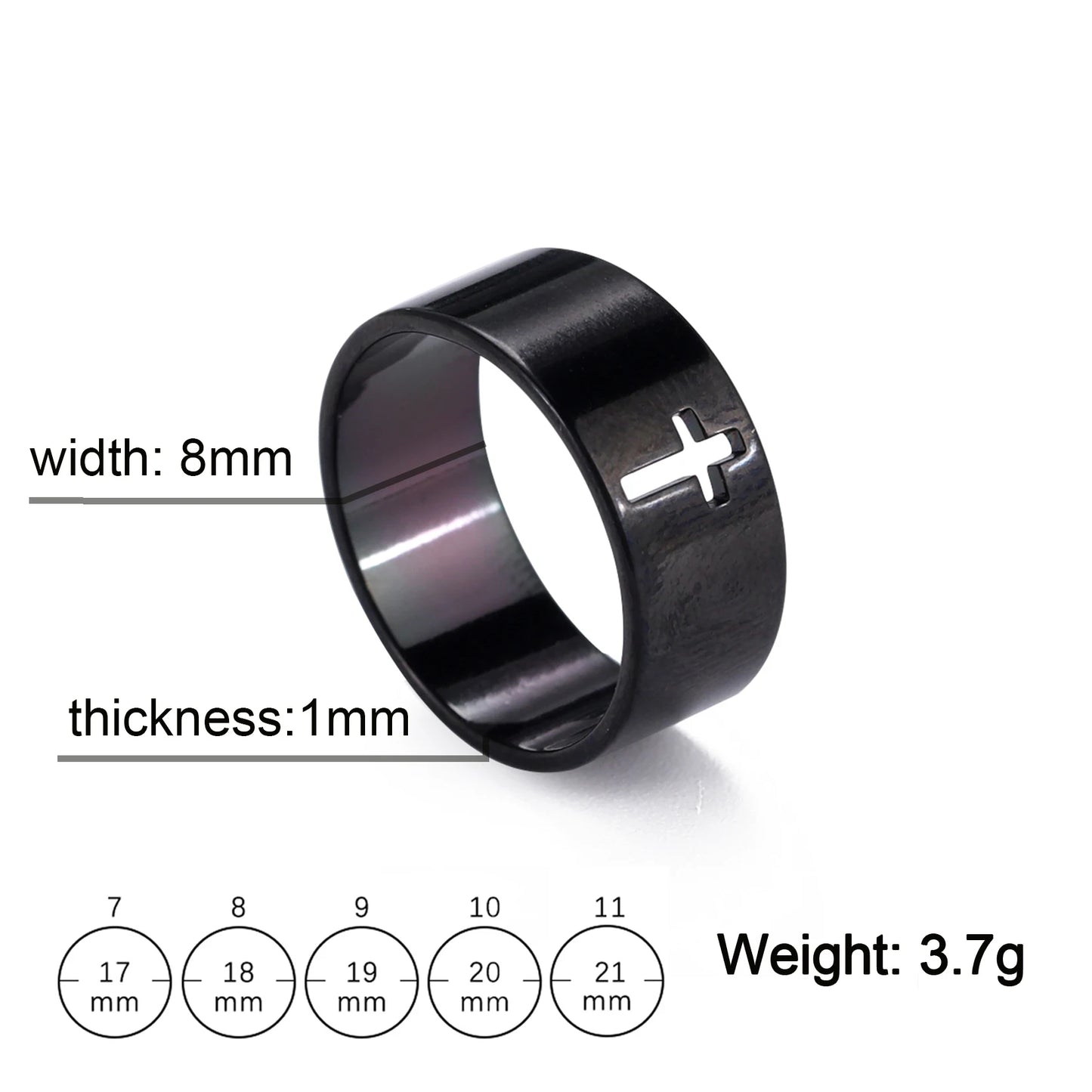 Stainless Steel Unisex Bible Verse Hollow Cross Ring