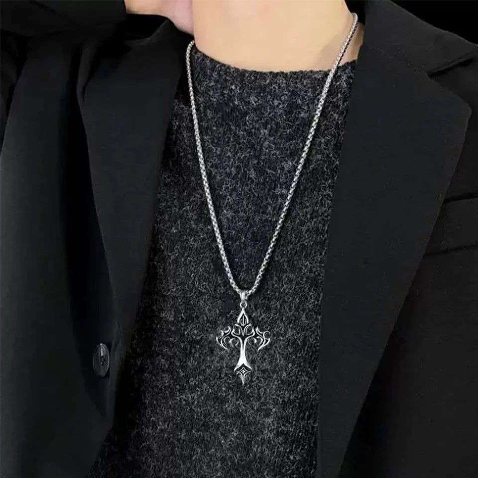 Hip Hop Stainless Steel Cross Pendant Necklace