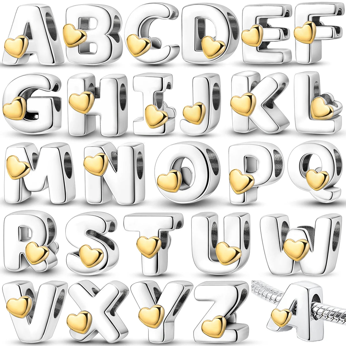 925 Sterling Silver A–Z Alphabet Bracelets