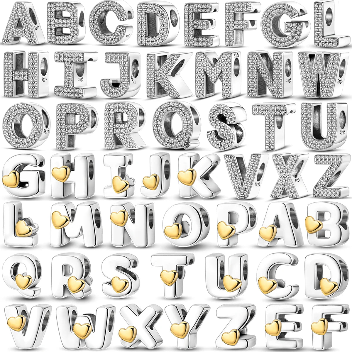 925 Sterling Silver A–Z Alphabet Bracelets