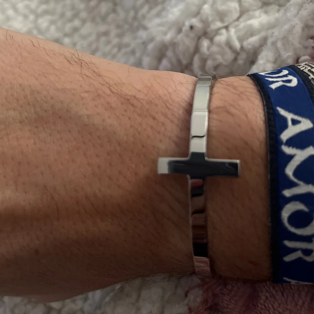 Sterling Silver Cross Cuff Bracelet