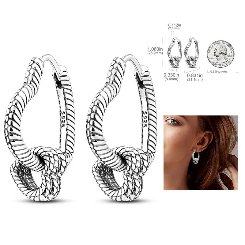 925 Silver Heart & Star Zircon Hoop Earrings