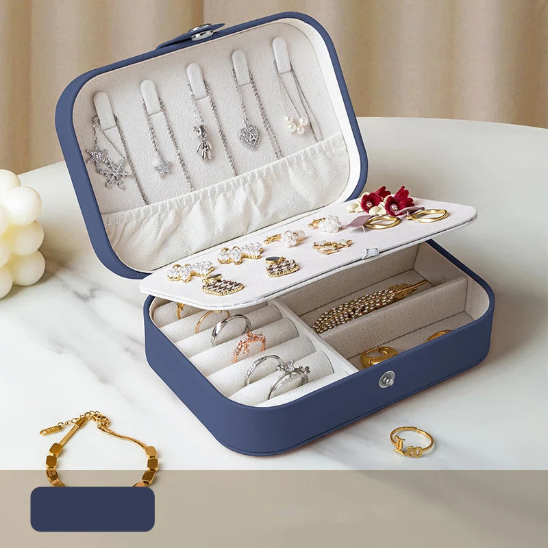 Portable Leather Travel Jewelry Organizer Box for Women