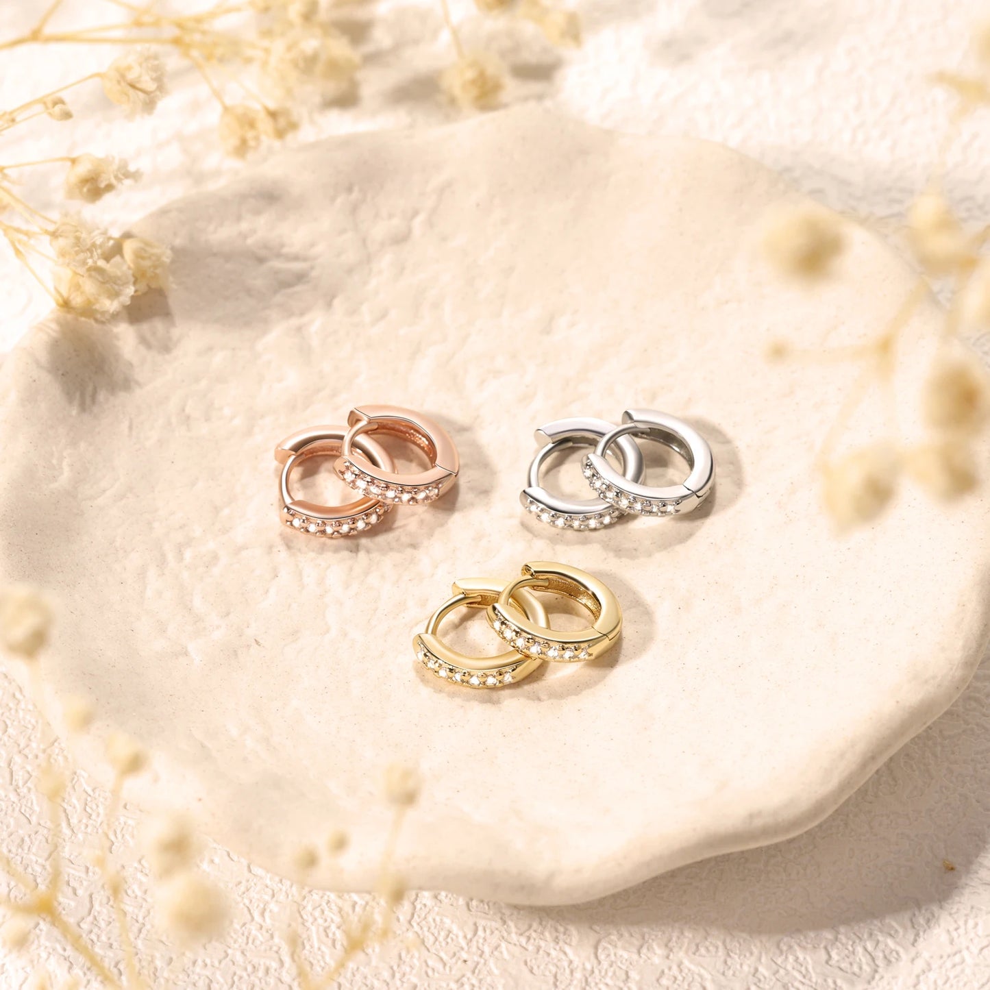 2–6PCS Crystal Zirconia Hoop Earrings