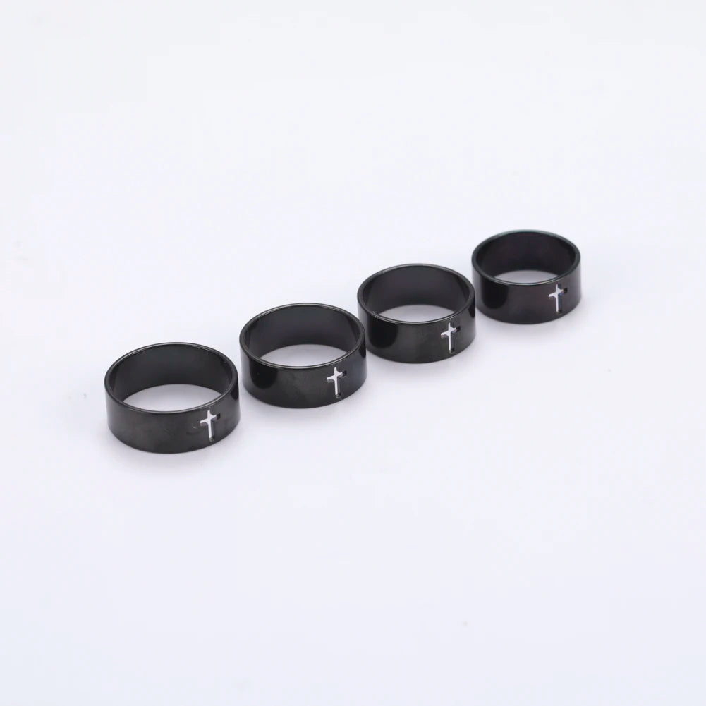 Stainless Steel Unisex Bible Verse Hollow Cross Ring