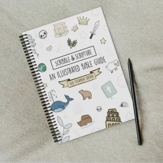 Scribble & Scripture The Bible Made Simple - An Illustrated Bible Guide Spiral-Bound Notebook With Inspirational Illustrations