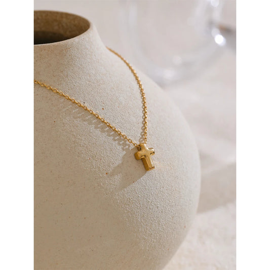 Small Stainless Steel Chic Cross Casting Charm Pendant Necklace Unique Classic Fashion Jewelry Bijoux Femme