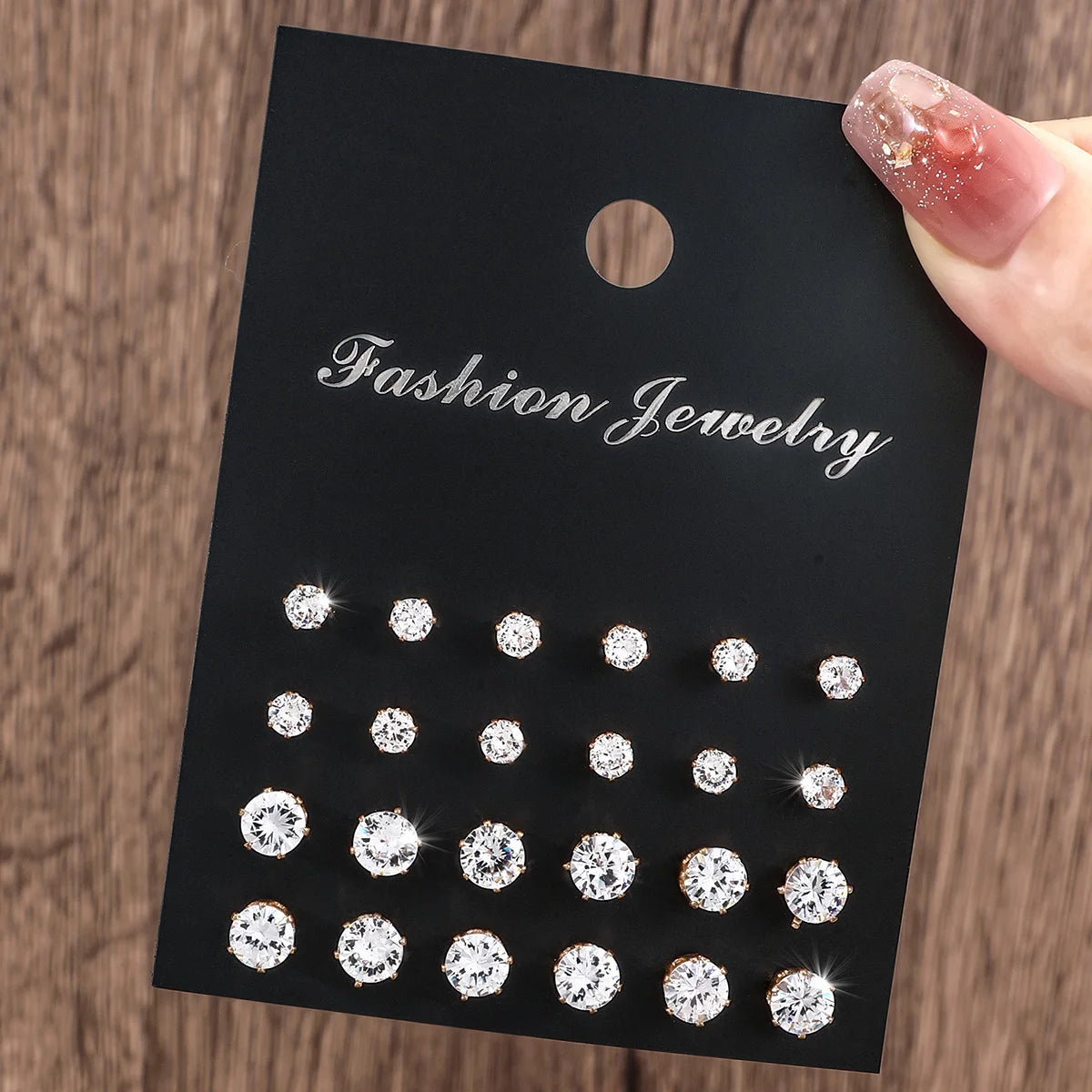 12-Pair Zirconia Stud Earring Set