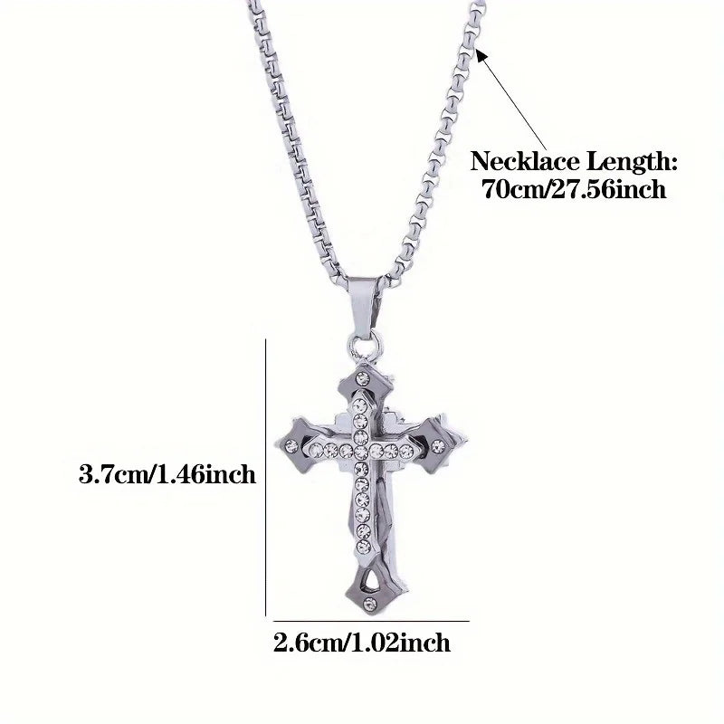 Trendy Hip-Hop Titanium Steel Cross Necklace