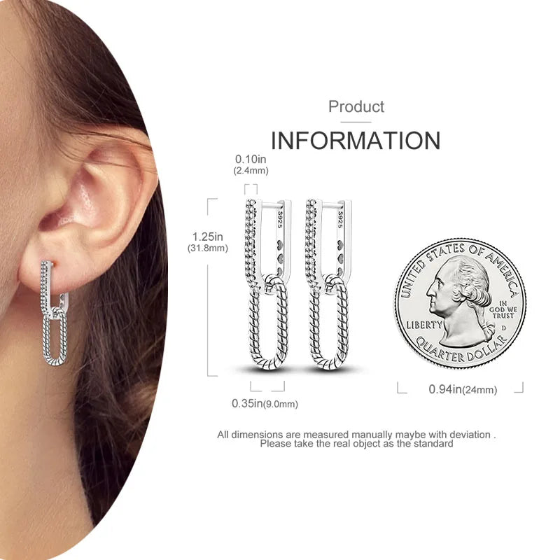 925 Silver Heart & Star Zircon Hoop Earrings