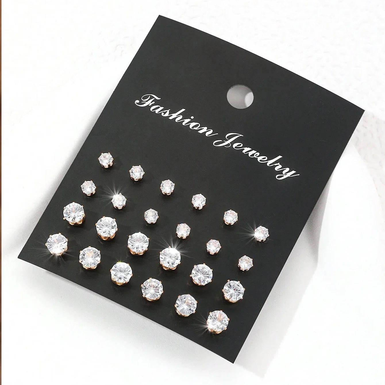12-Pair Zirconia Stud Earring Set