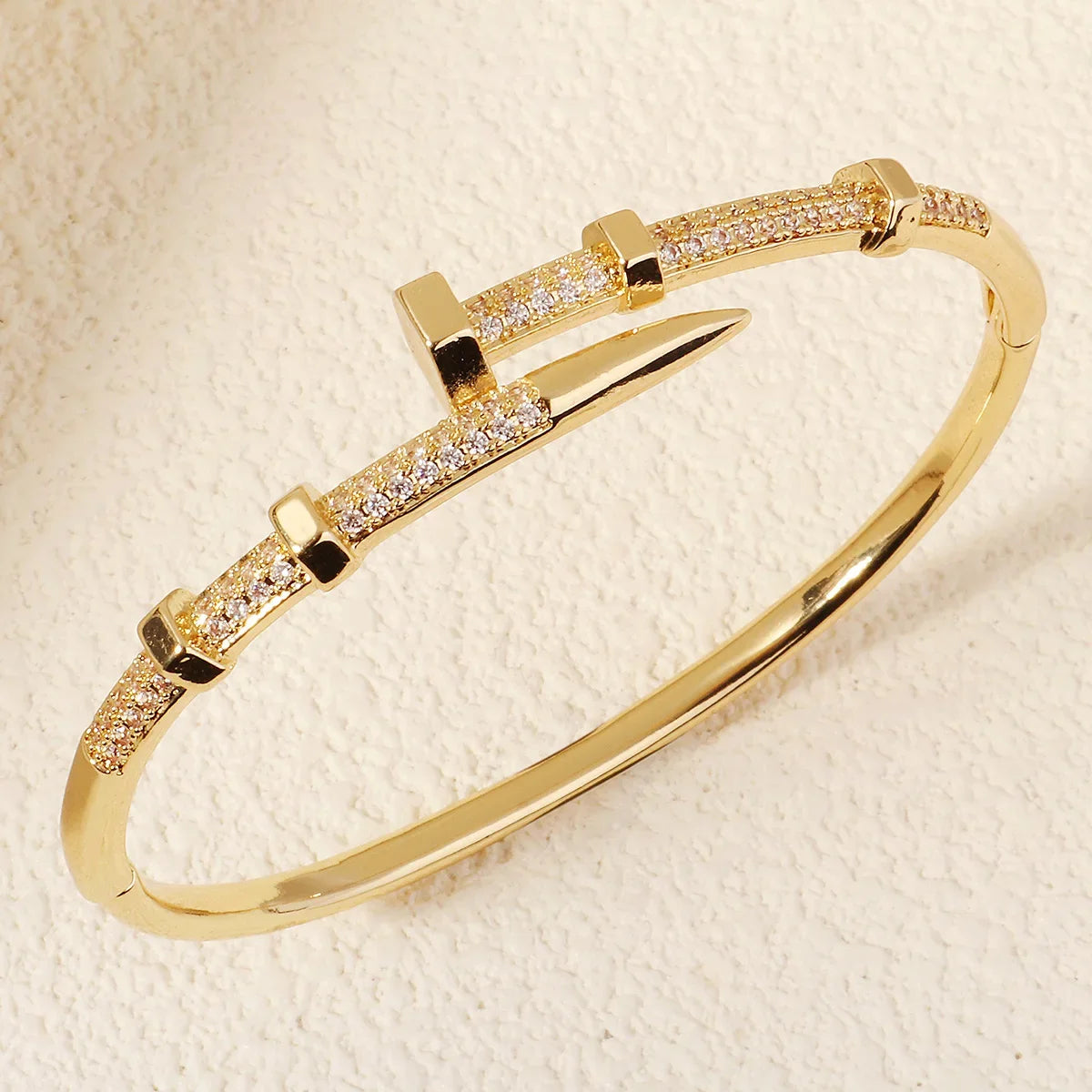 Trendy Zircon Nail Screw Bracelet for Women