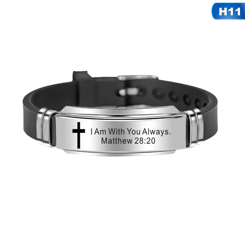 Bible Verse Faith Silicone Cross Bracelet