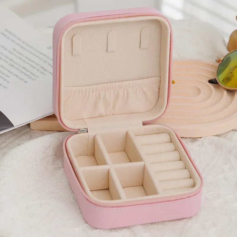 PU Leather Portable Travel Jewelry Organizer Box