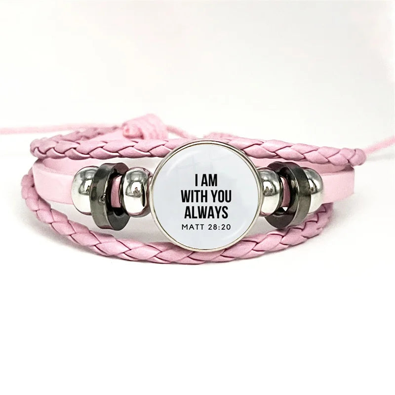 Multilayer Christian Faith Bible Verse Leather Bracelet