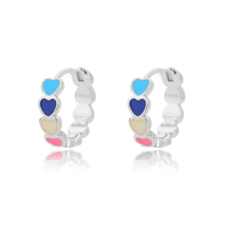 Stainless Steel Gold Heart Zircon Hoop Earrings