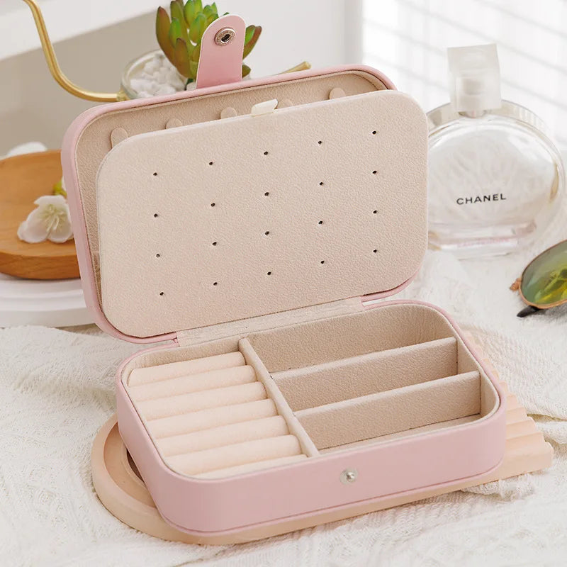 Portable Leather Travel Jewelry Organizer Box for Women