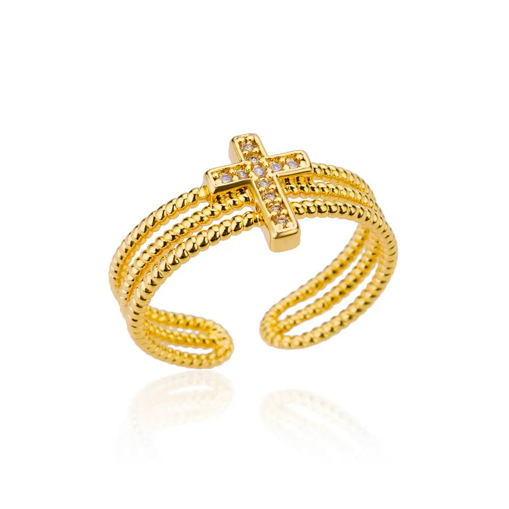 Luxury Zircon Cross Ring for Women