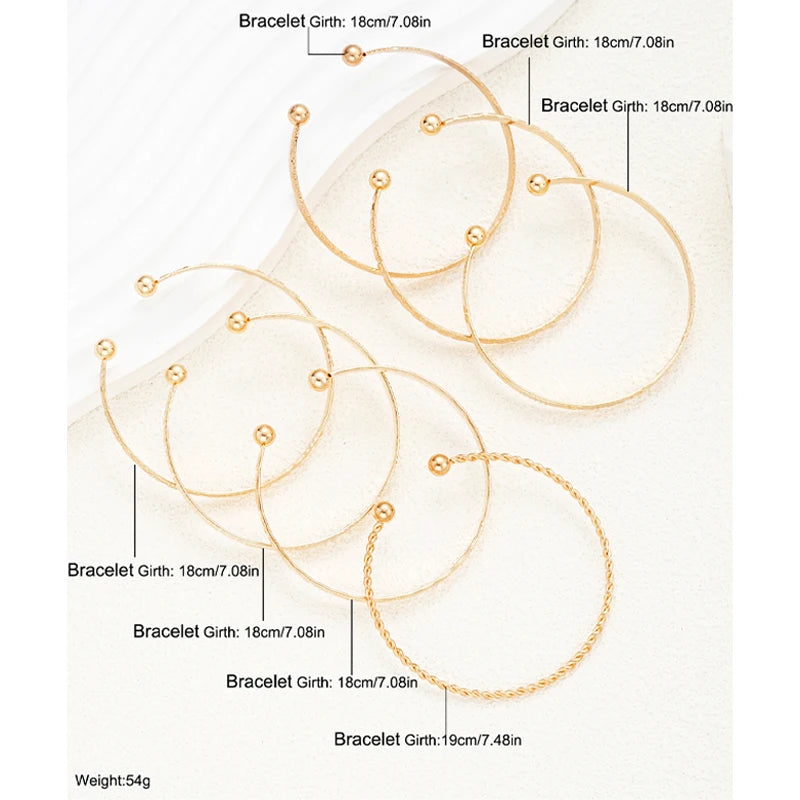 7-Piece Punk Gold Bracelet Set for Women