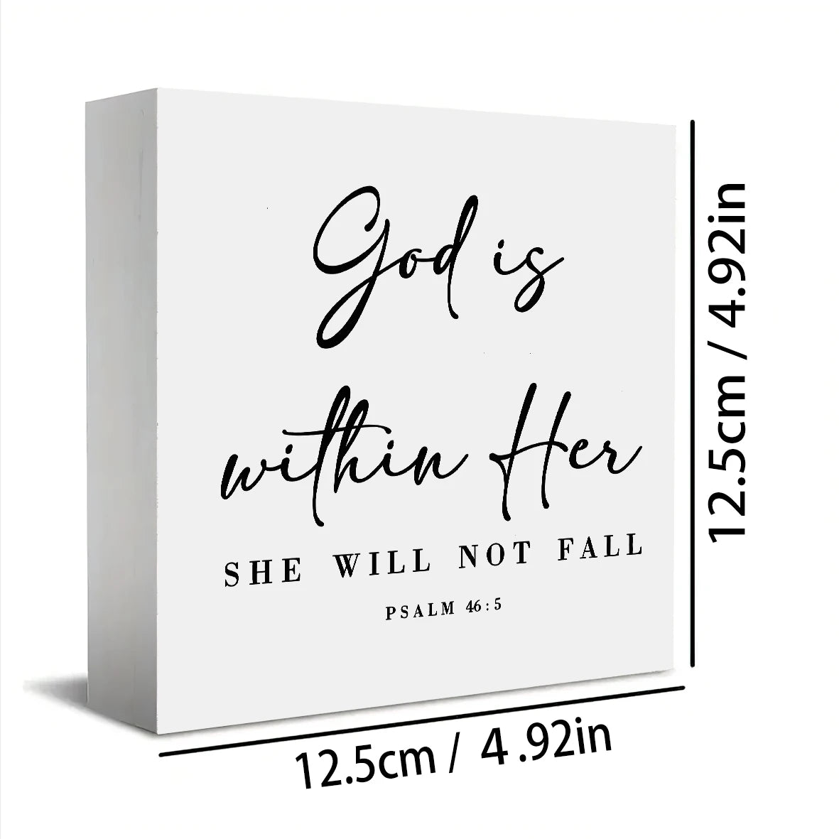 GOD IS WITHIN HER, SHE WILL NOT FALL Bible Verse Art Print - Psalms 46:5 Inspirational Art Wood Desktop Ornament, Inspirational