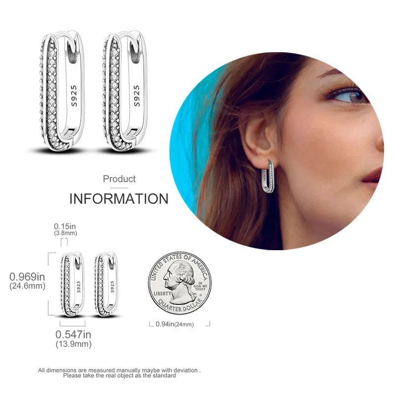 925 Silver Heart & Star Zircon Hoop Earrings