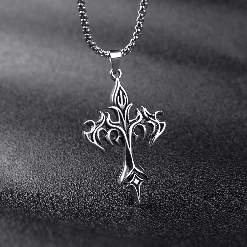 Hip Hop Stainless Steel Cross Pendant Necklace