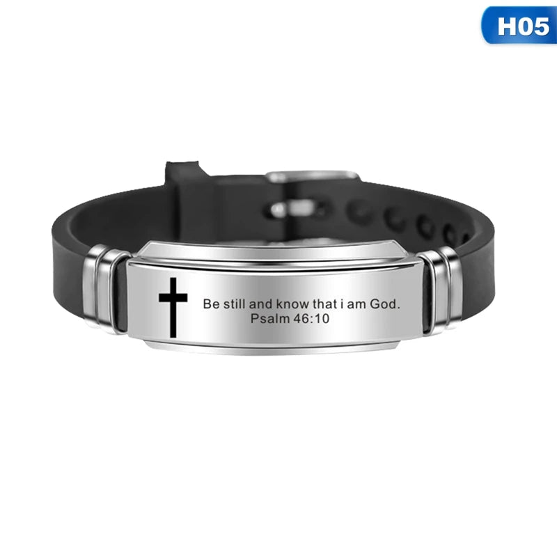 Bible Verse Faith Silicone Cross Bracelet