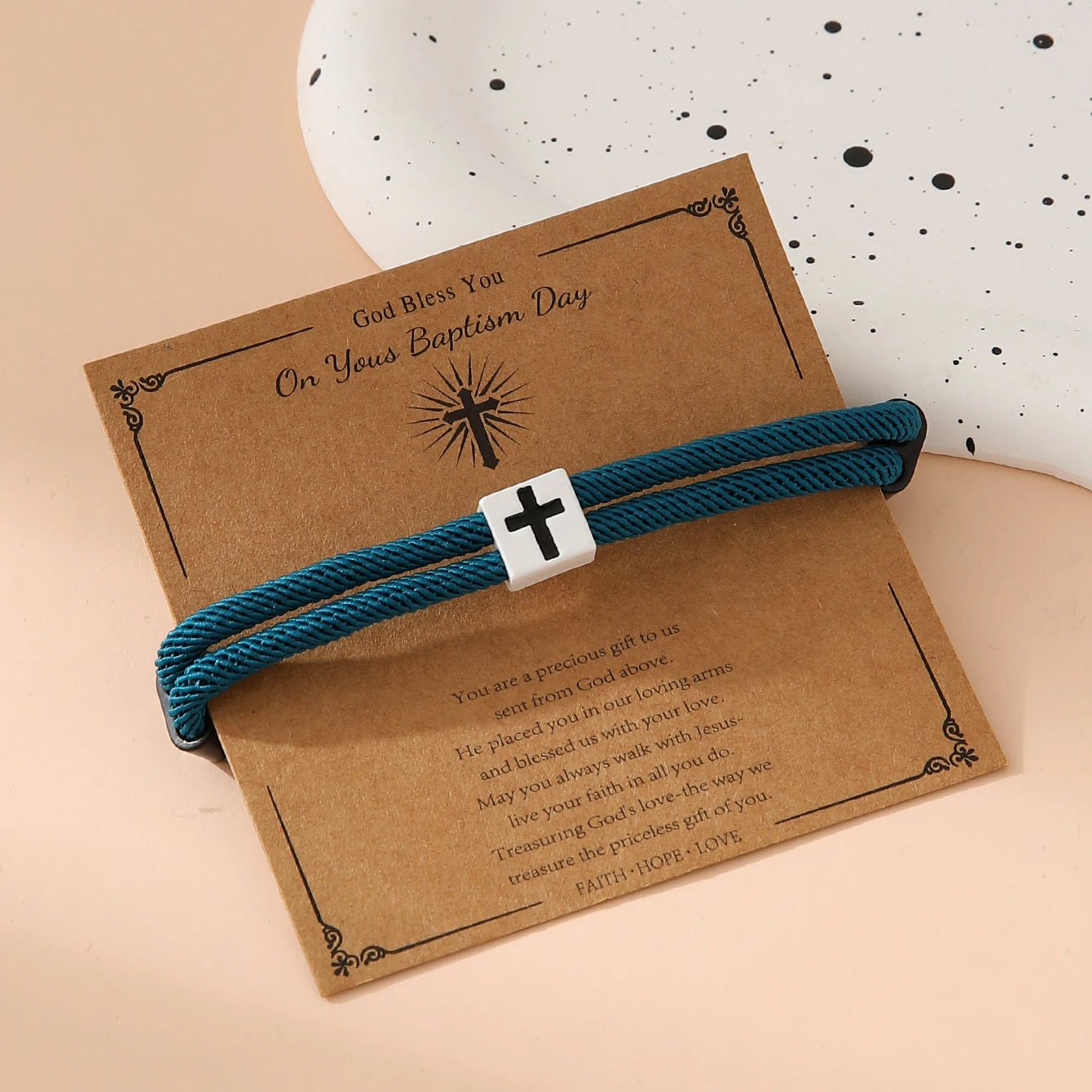 Braided Cross Bracelet for Men And Women Adjustable Hand Rope with Metal Knot Christian Baptism Gifts Christian Jewelry - Blessings is Here